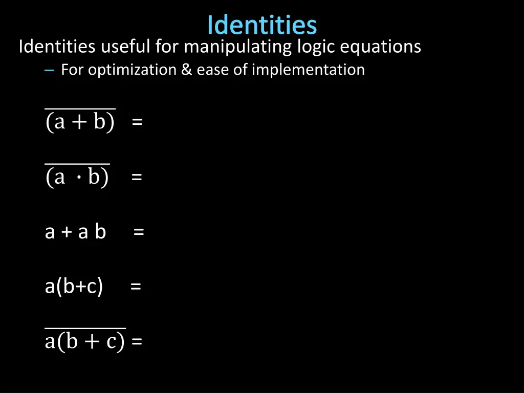 identities 1