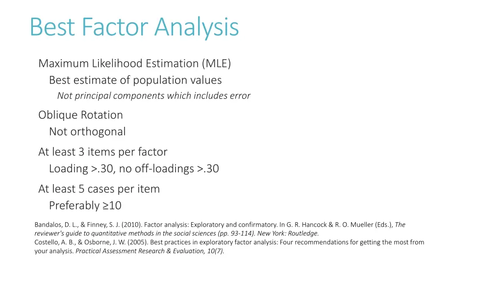 best factor analysis
