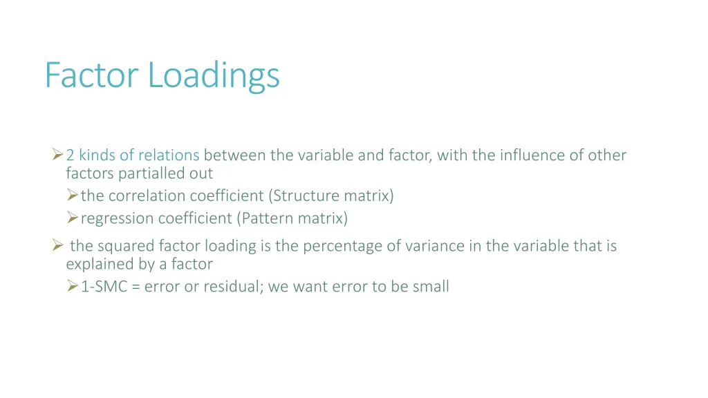 factor loadings