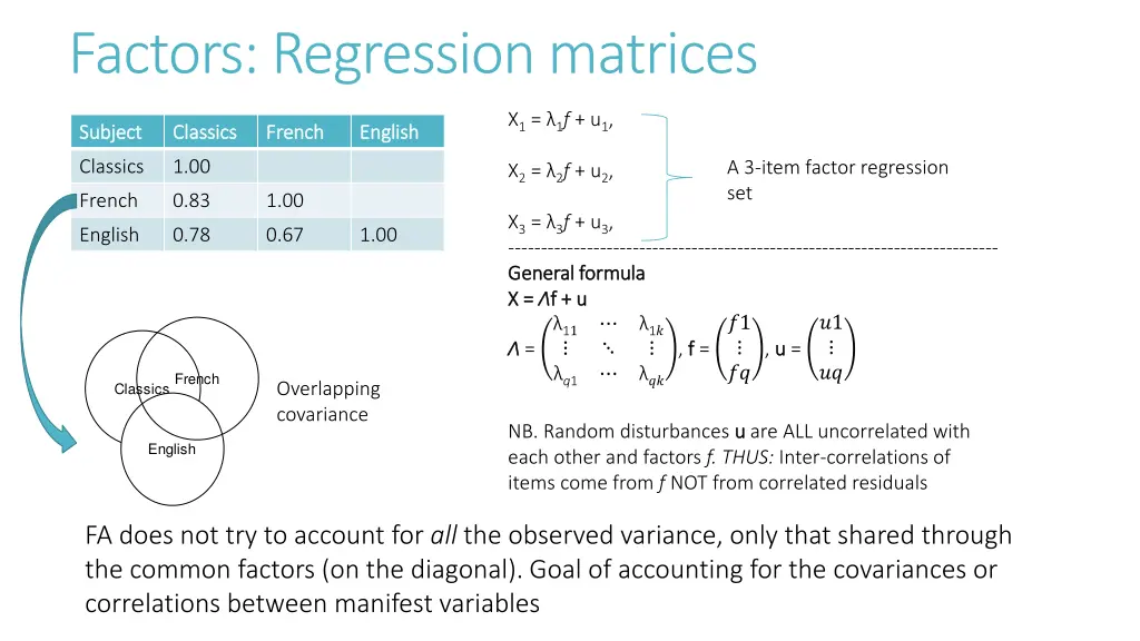 factors regression matrices