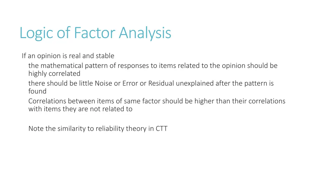 logic of factor analysis
