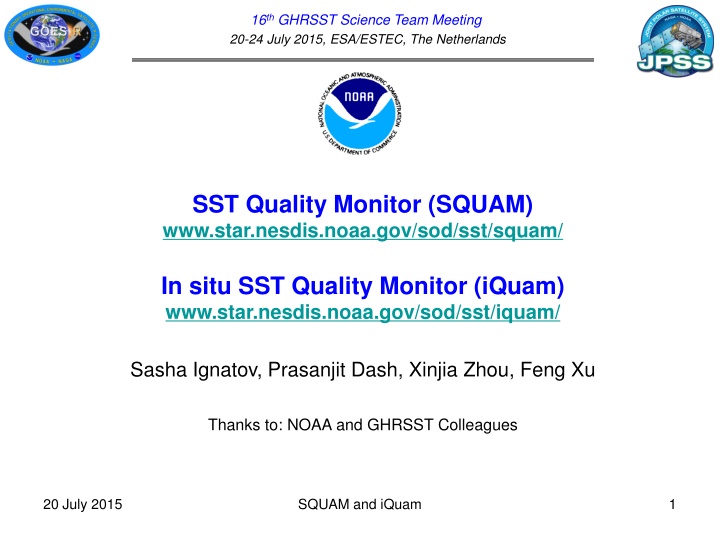 16 th ghrsst science team meeting 20 24 july 2015