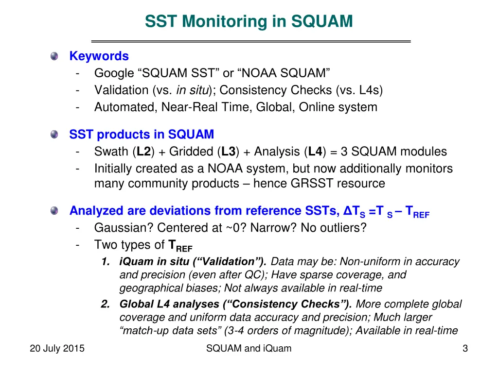 sst monitoring in squam