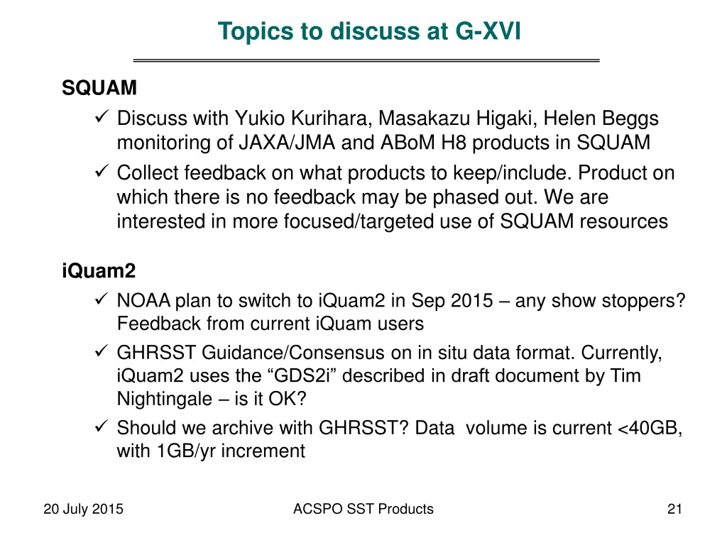 topics to discuss at g xvi