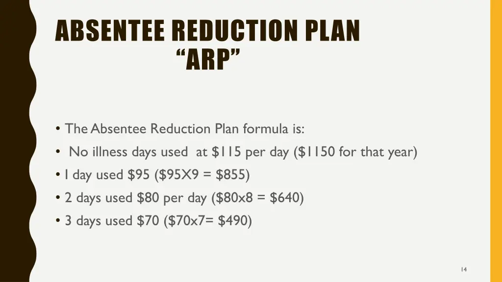 absentee reduction plan arp