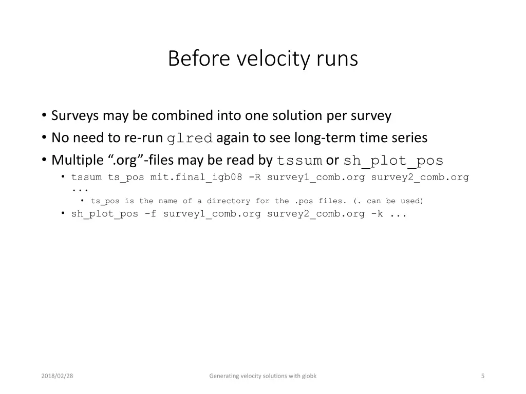 before velocity runs