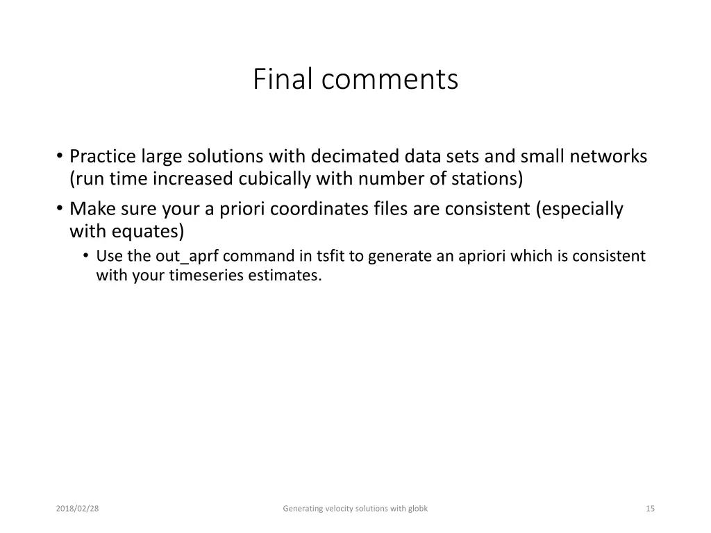 final comments
