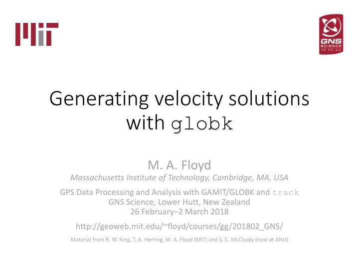 generating velocity solutions with globk
