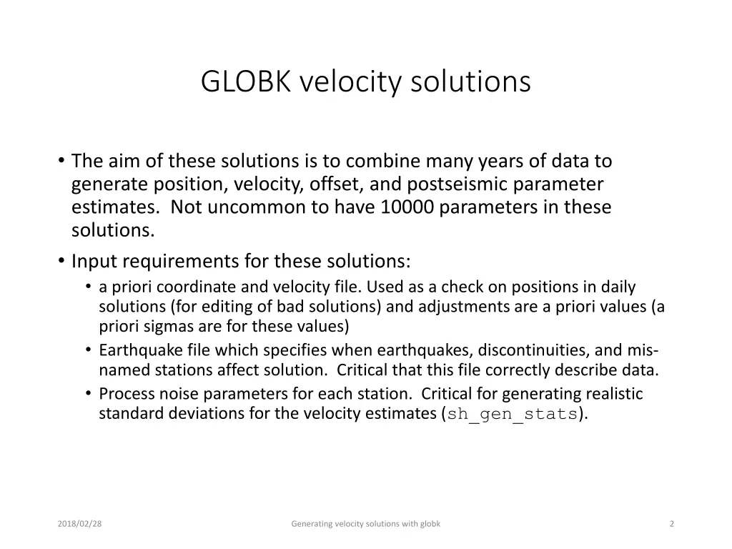 globk velocity solutions