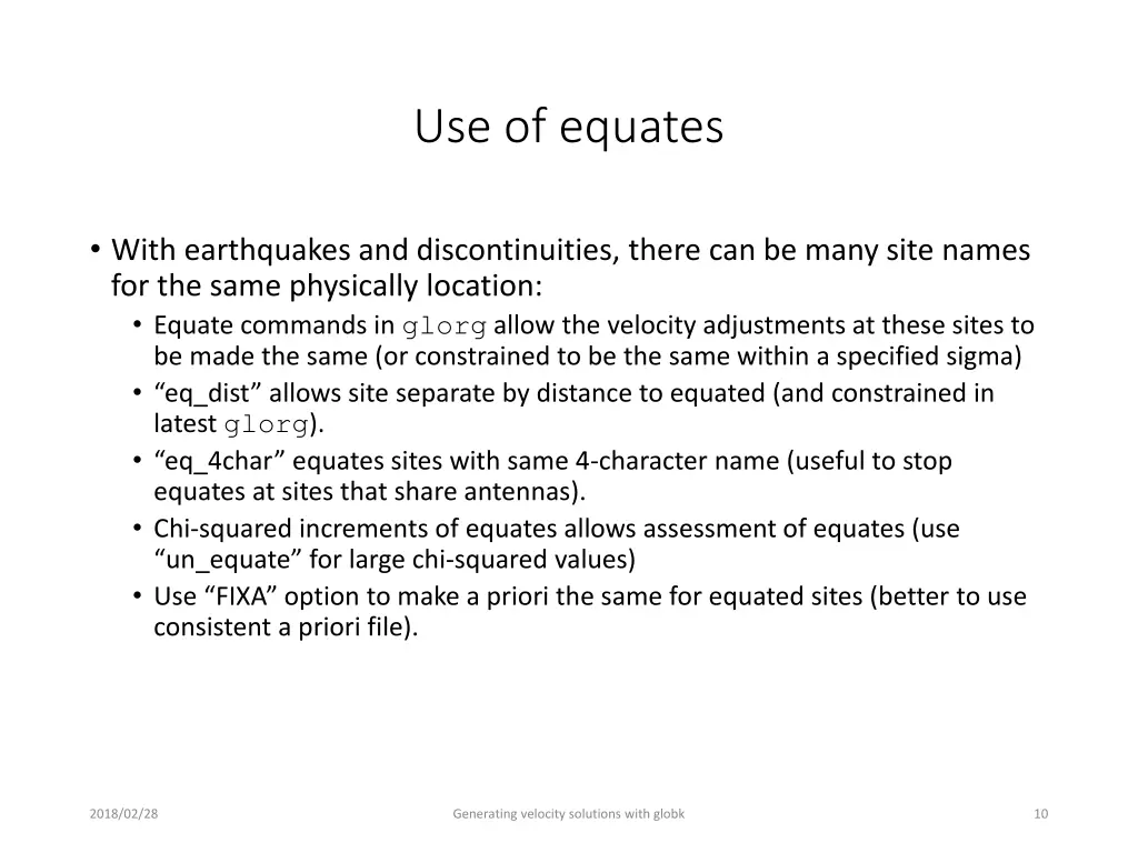 use of equates