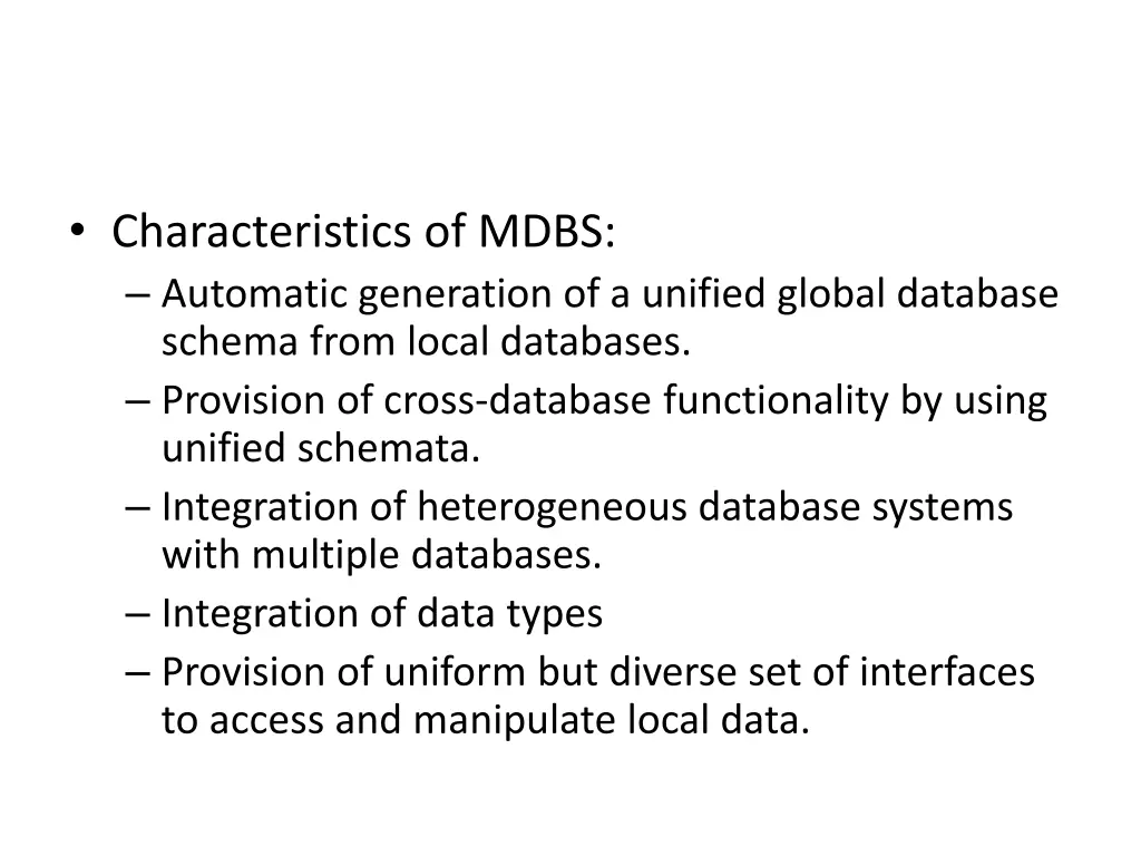 characteristics of mdbs automatic generation