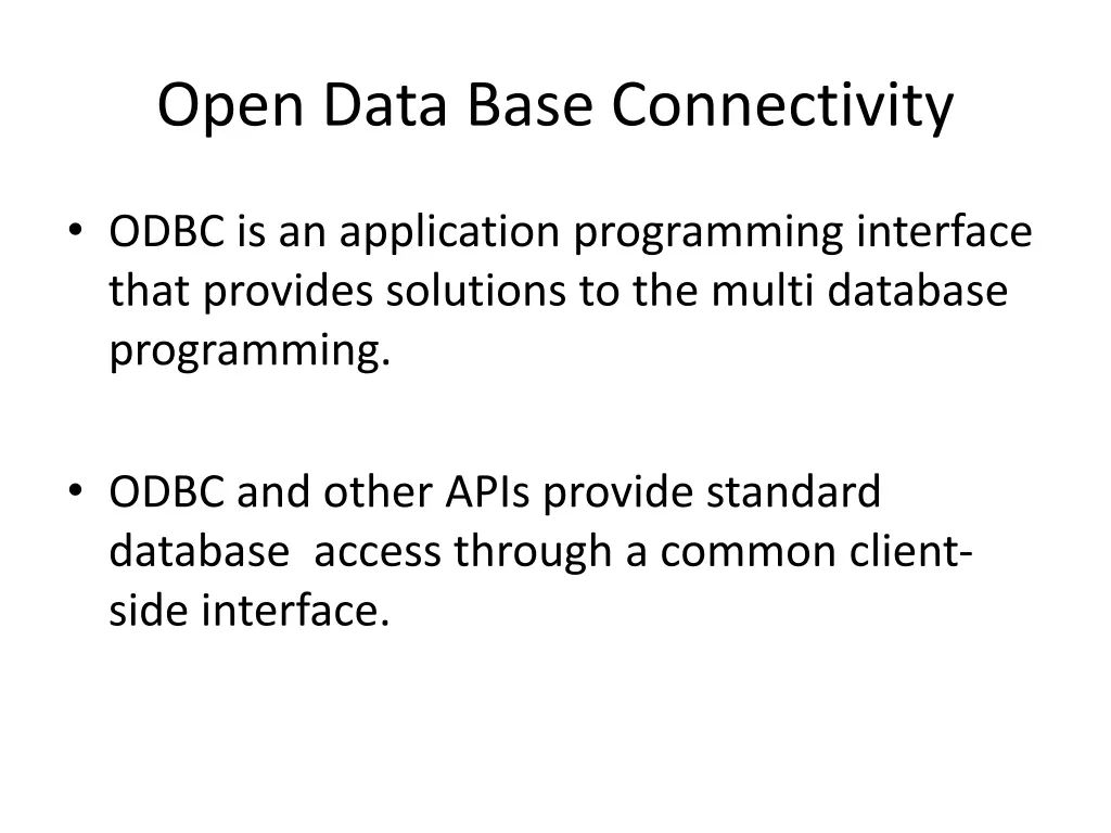 open data base connectivity