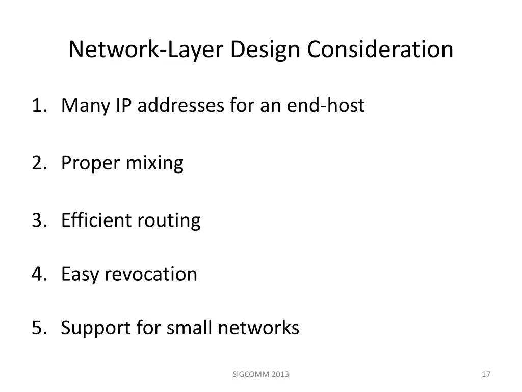 network layer design consideration