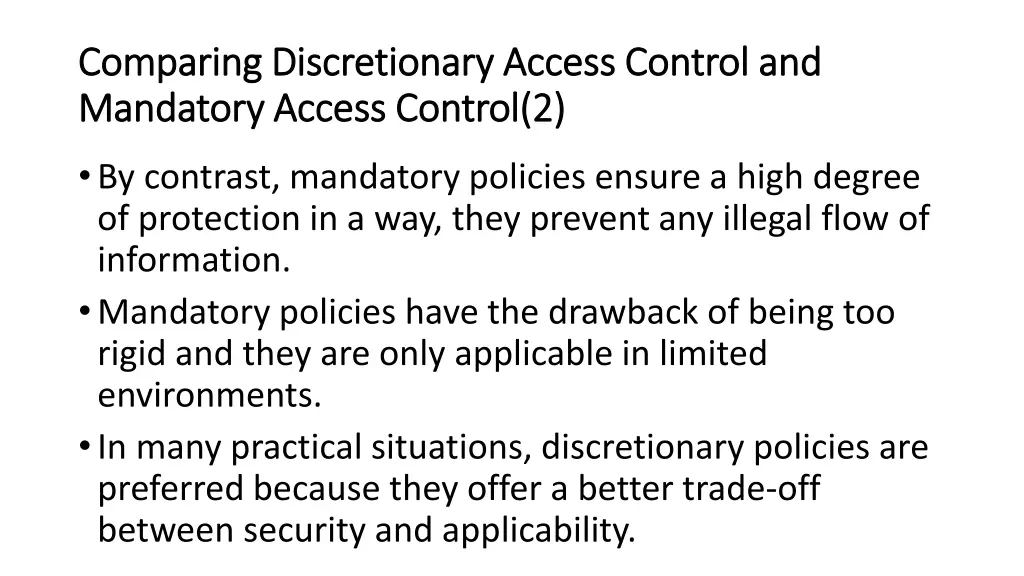 comparing comparing discretionary access control 1
