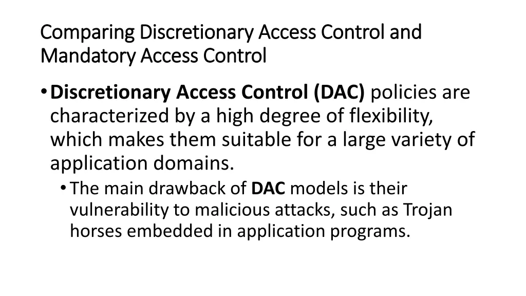 comparing comparing discretionary access control