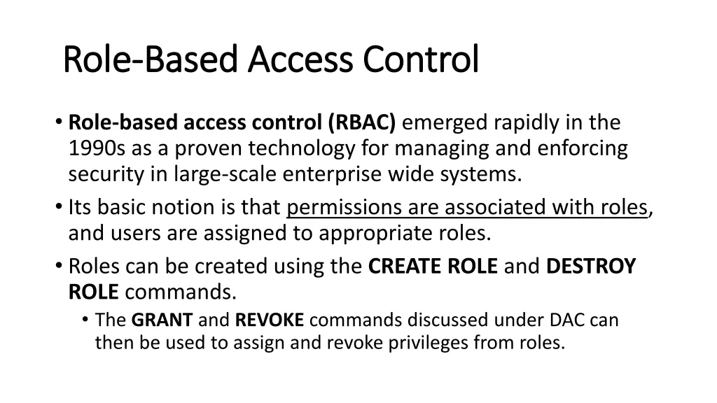 role role based access control based access