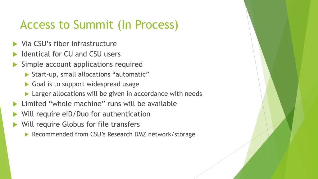 access to summit in process