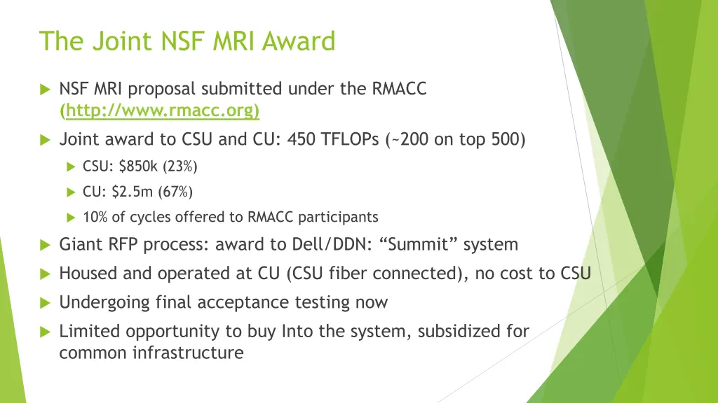 the joint nsf mri award