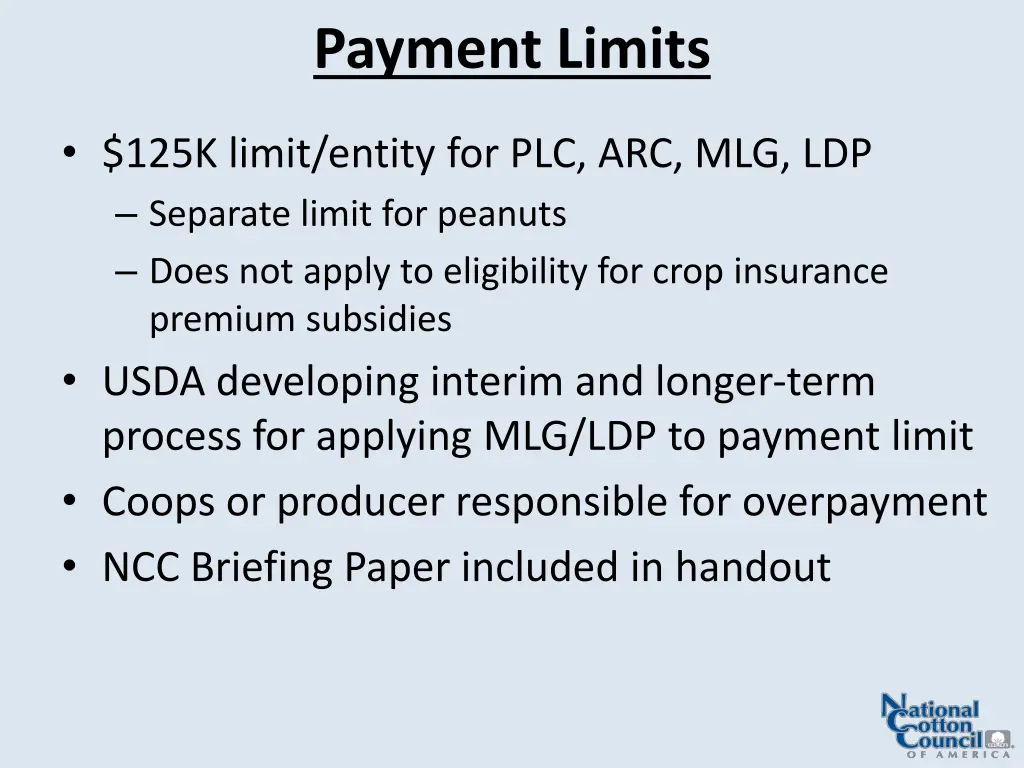 payment limits