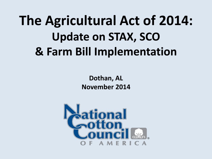 the agricultural act of 2014 update on stax