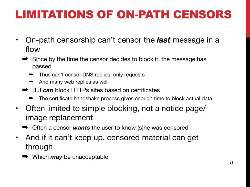 limitations of on path censors