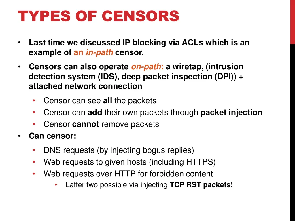 types of censors