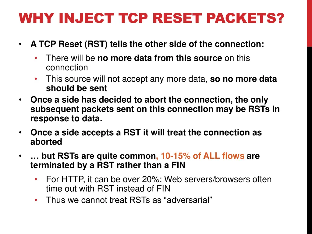 why inject tcp reset packets