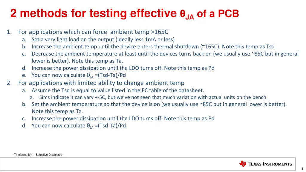 2 methods for testing effective ja of a pcb