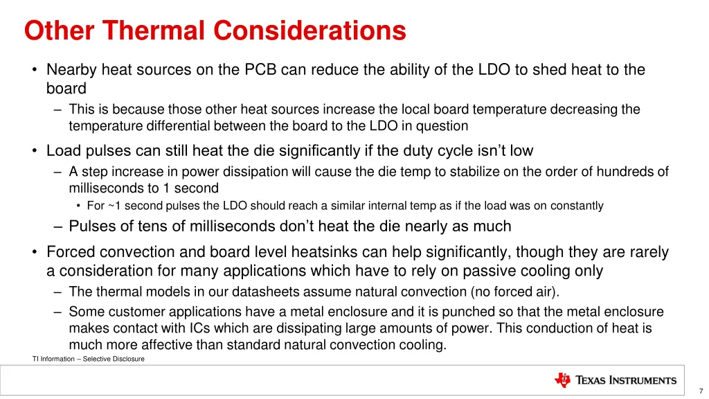 other thermal considerations