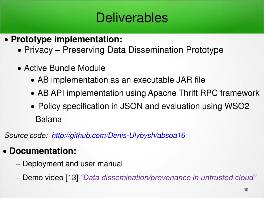 deliverables
