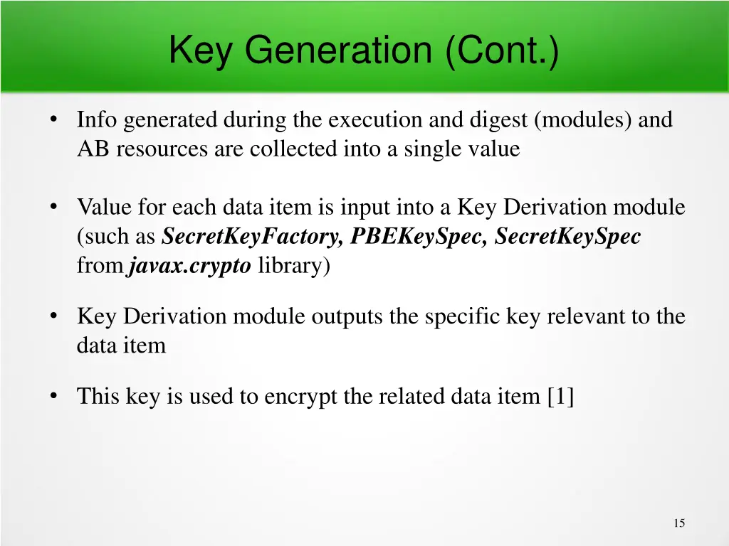 key generation cont
