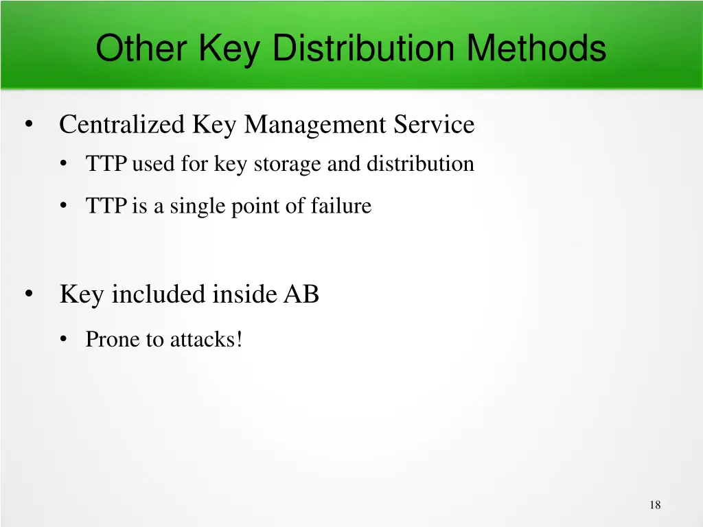 other key distribution methods