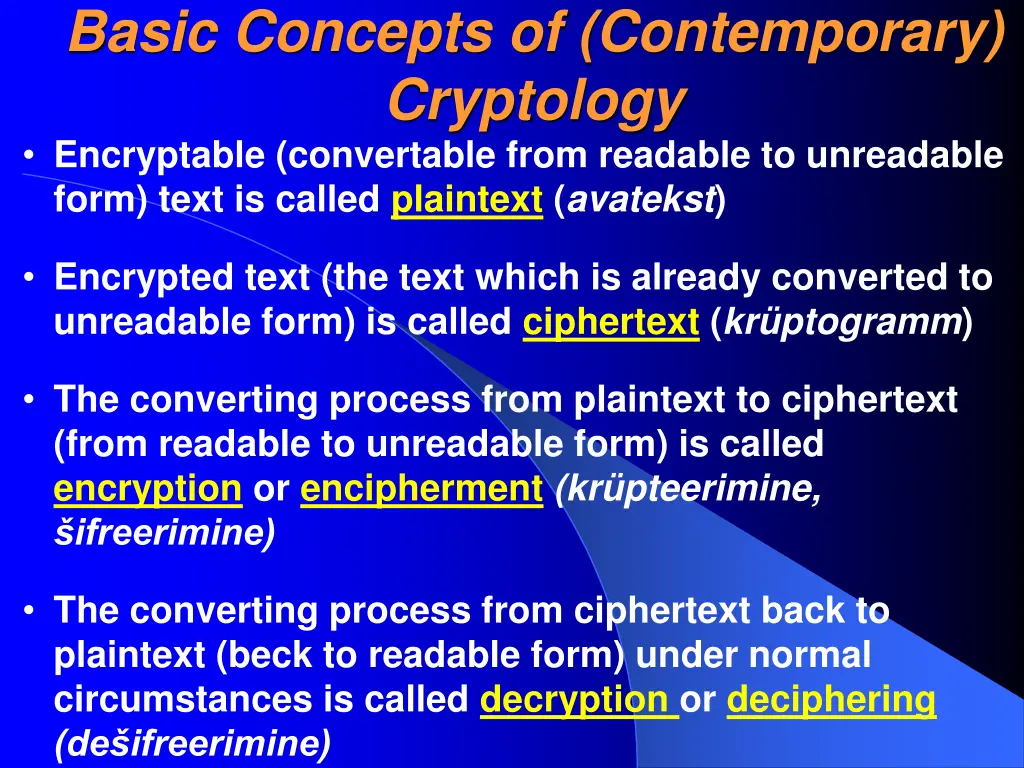 basic concepts of contemporary cryptology