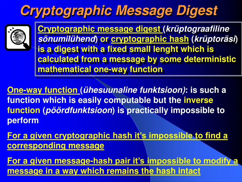 cryptographic message digest