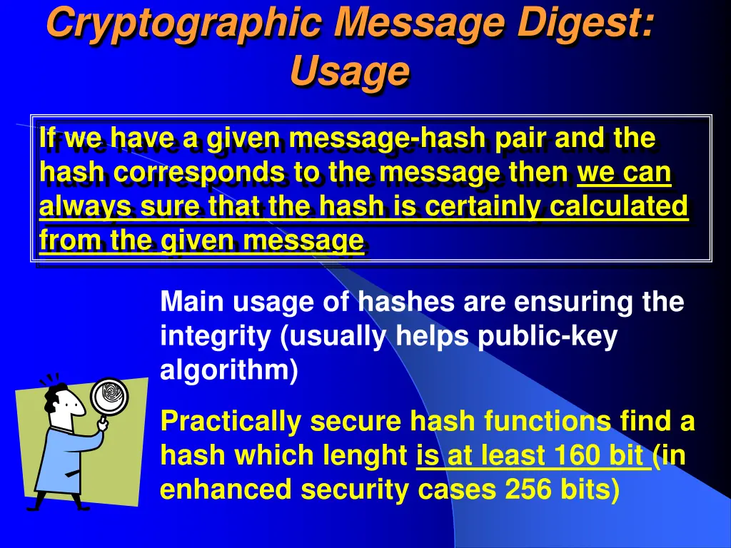 cryptographic message digest usage