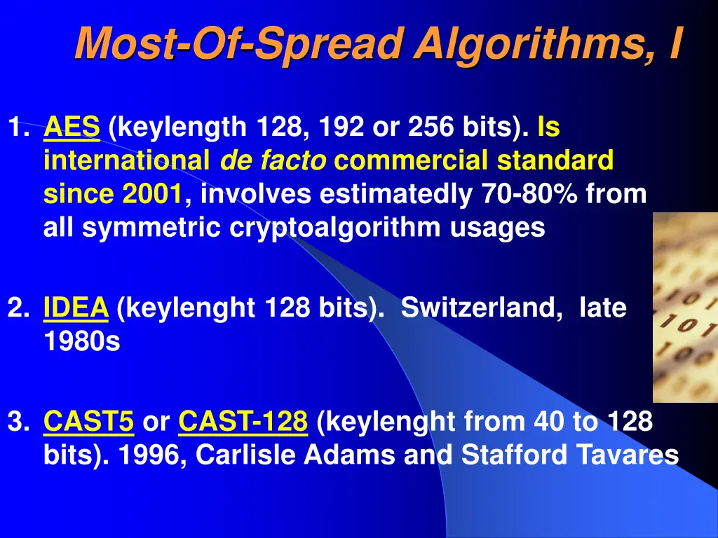 most of spread algorithms i