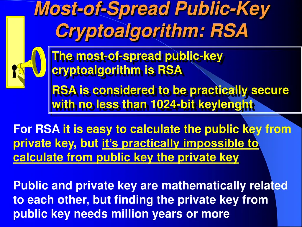 most of spread public key cryptoalgorithm rsa