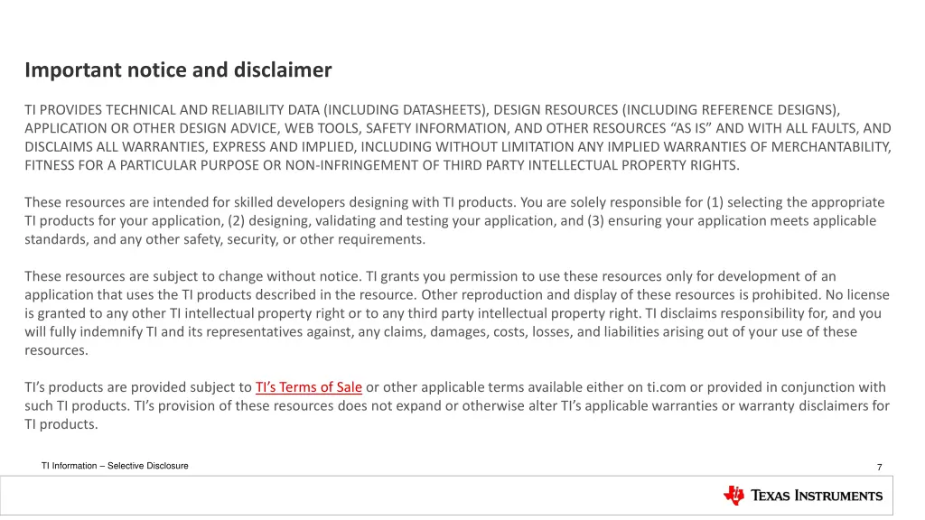 important notice and disclaimer