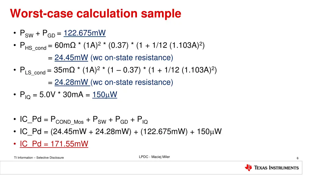 worst case calculation sample