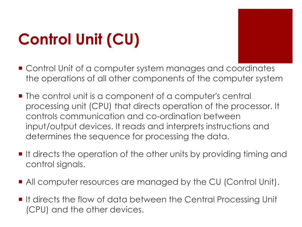 control unit cu