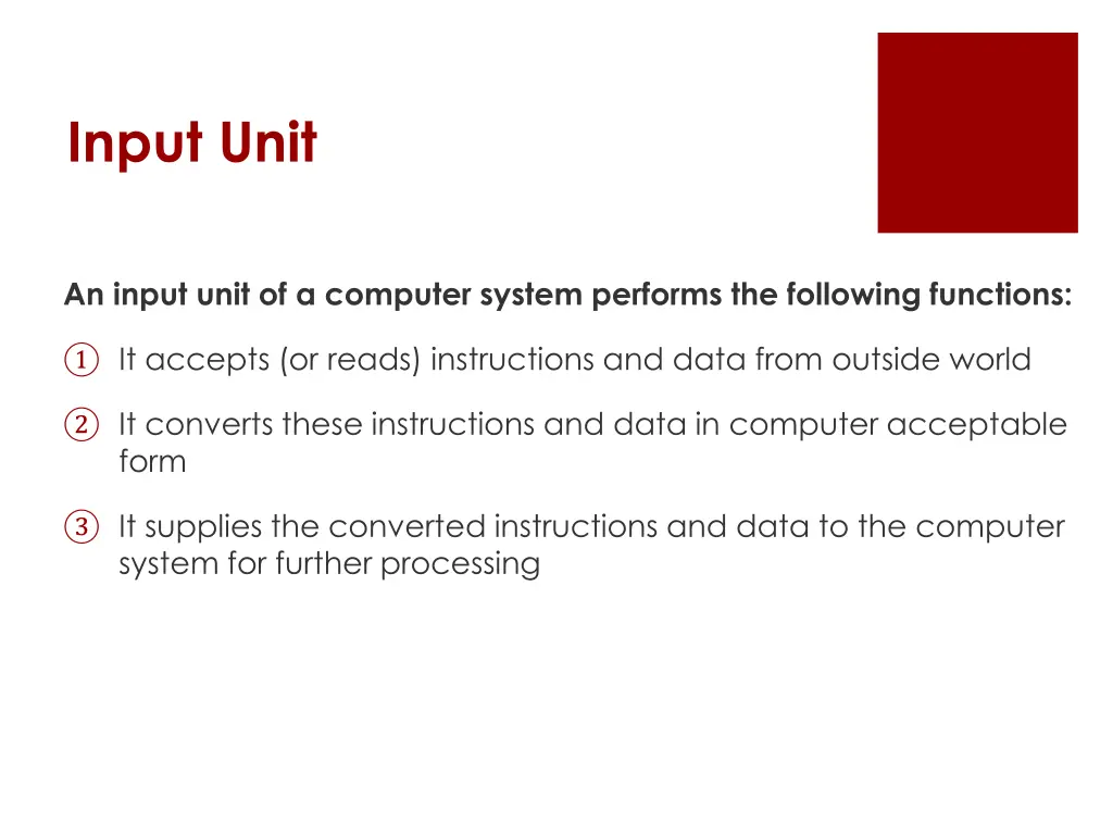 input unit