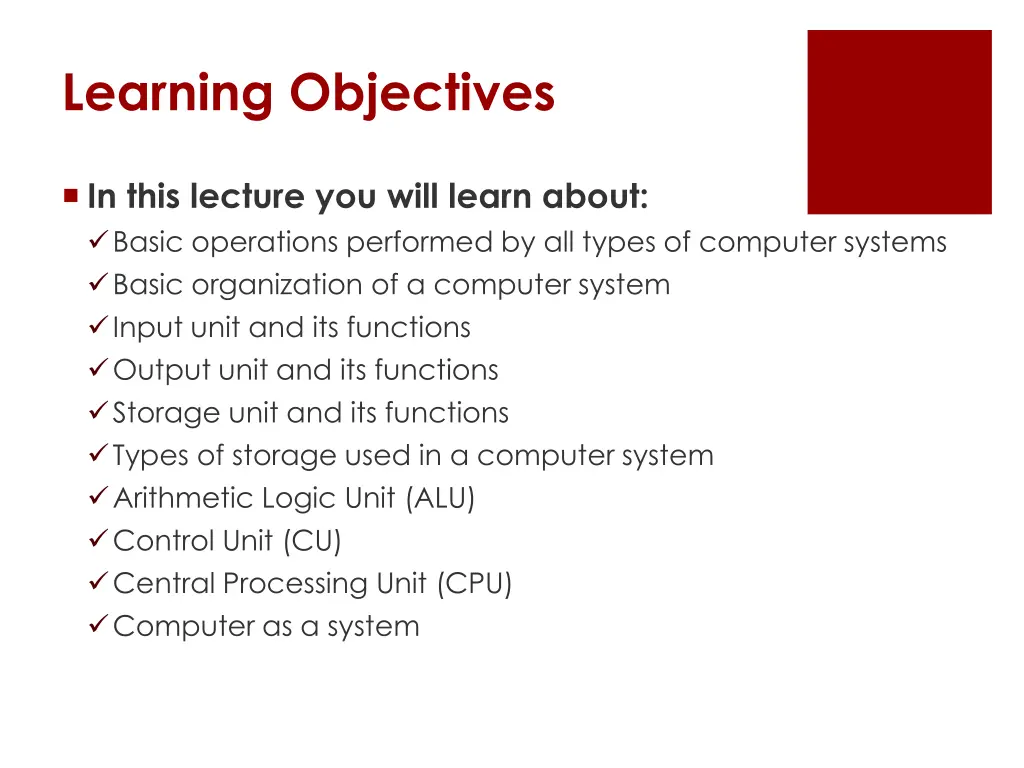 learning objectives