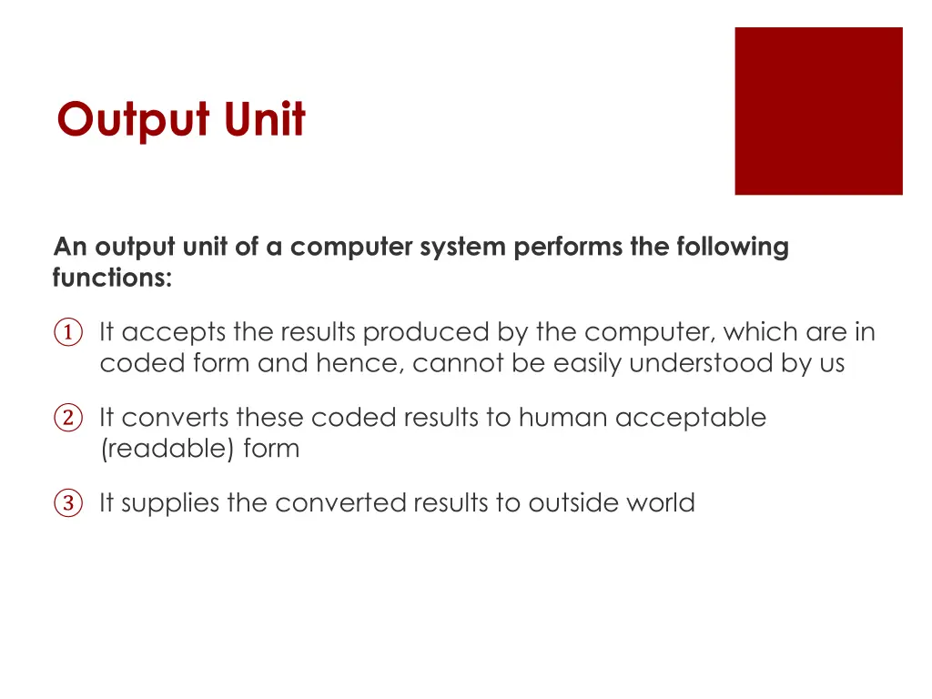 output unit