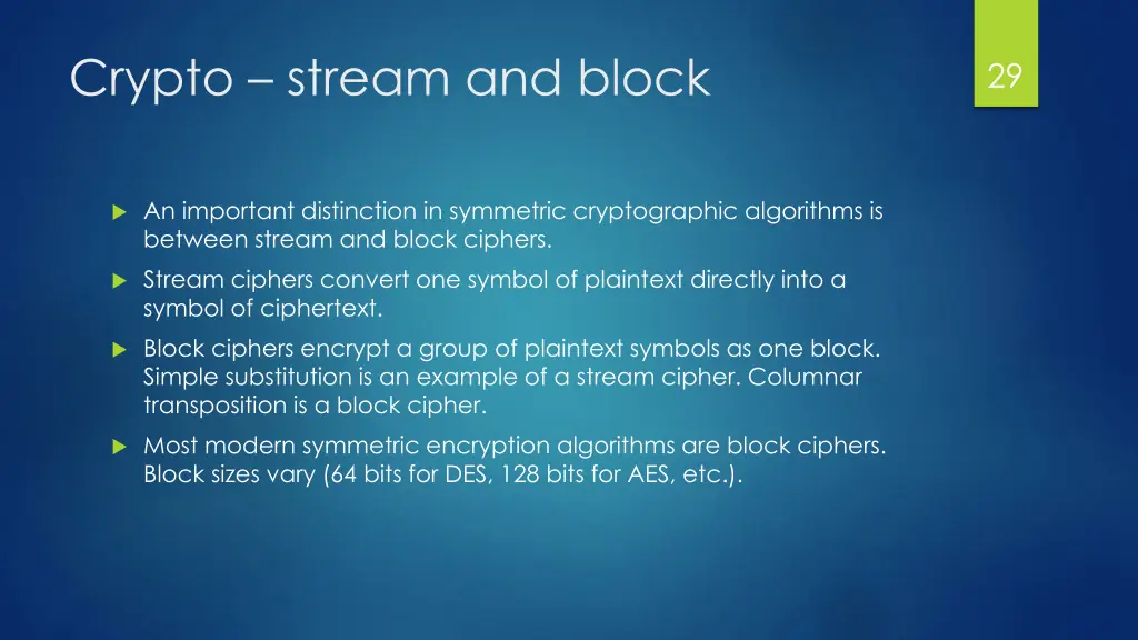 crypto stream and block