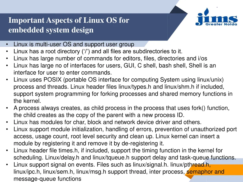 important aspects of linux os for embedded system