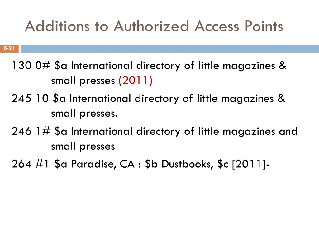 additions to authorized access points 1