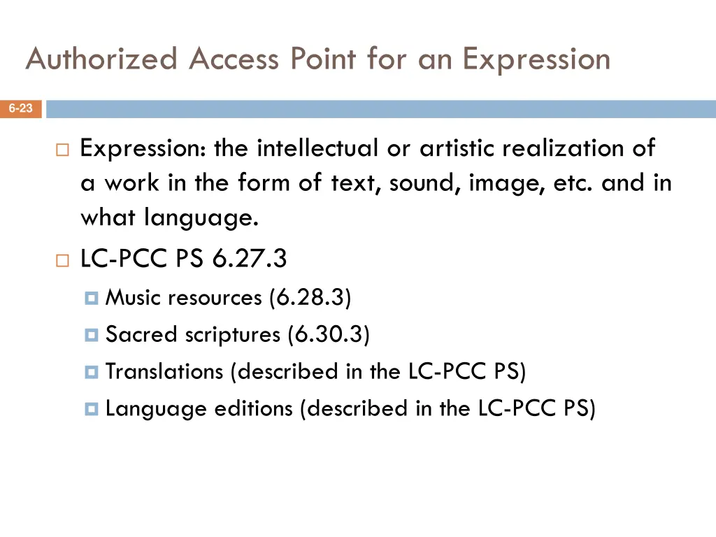 authorized access point for an expression