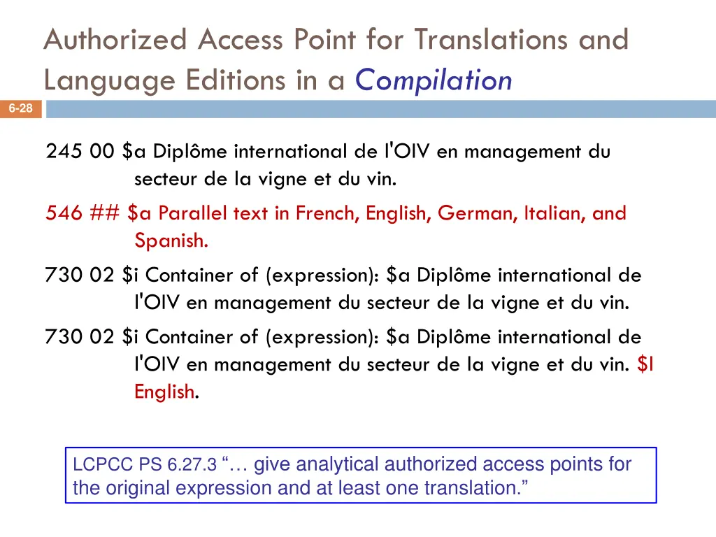authorized access point for translations