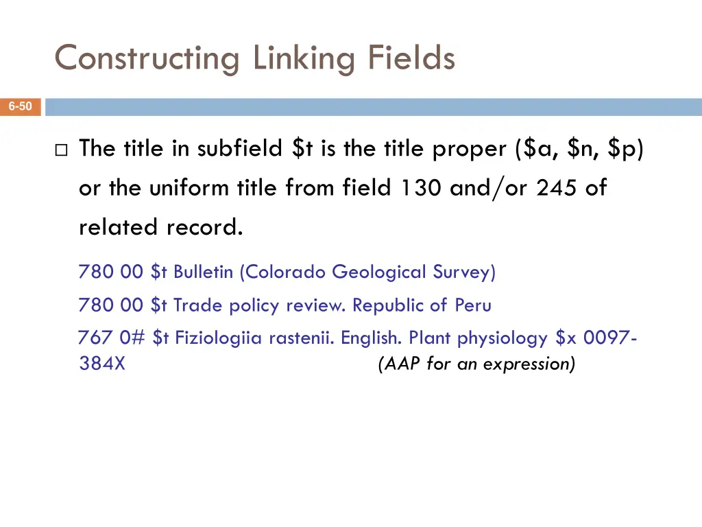 constructing linking fields