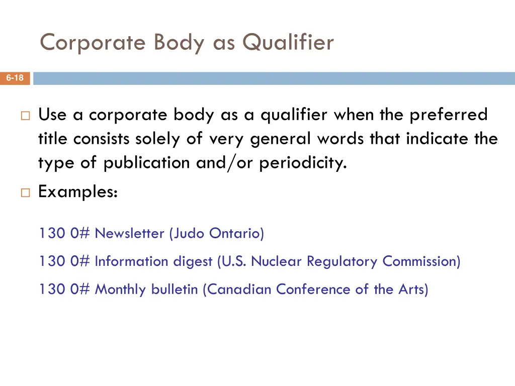corporate body as qualifier